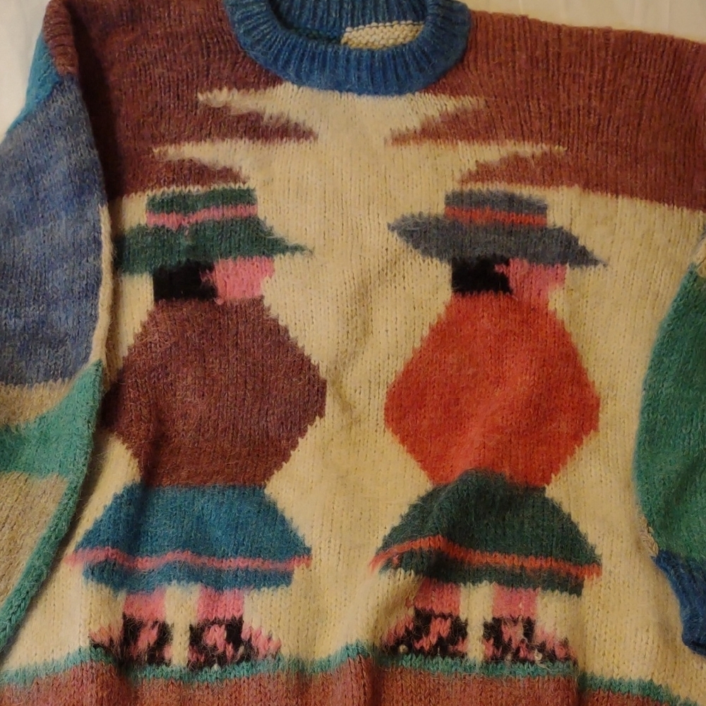 Hand Crafted Multicolor Graphic/Geometric Sweater… - image 2
